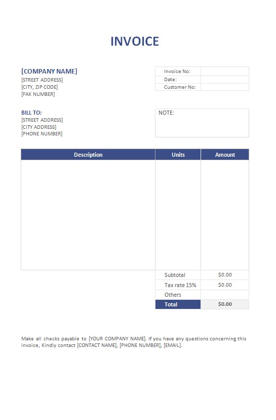 Free Invoice Format PSD template